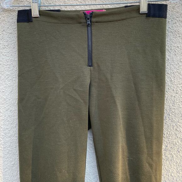 Alice + Olivia Green Ponte Knit Front Zip Leggings 6 - Picture 2 of 7